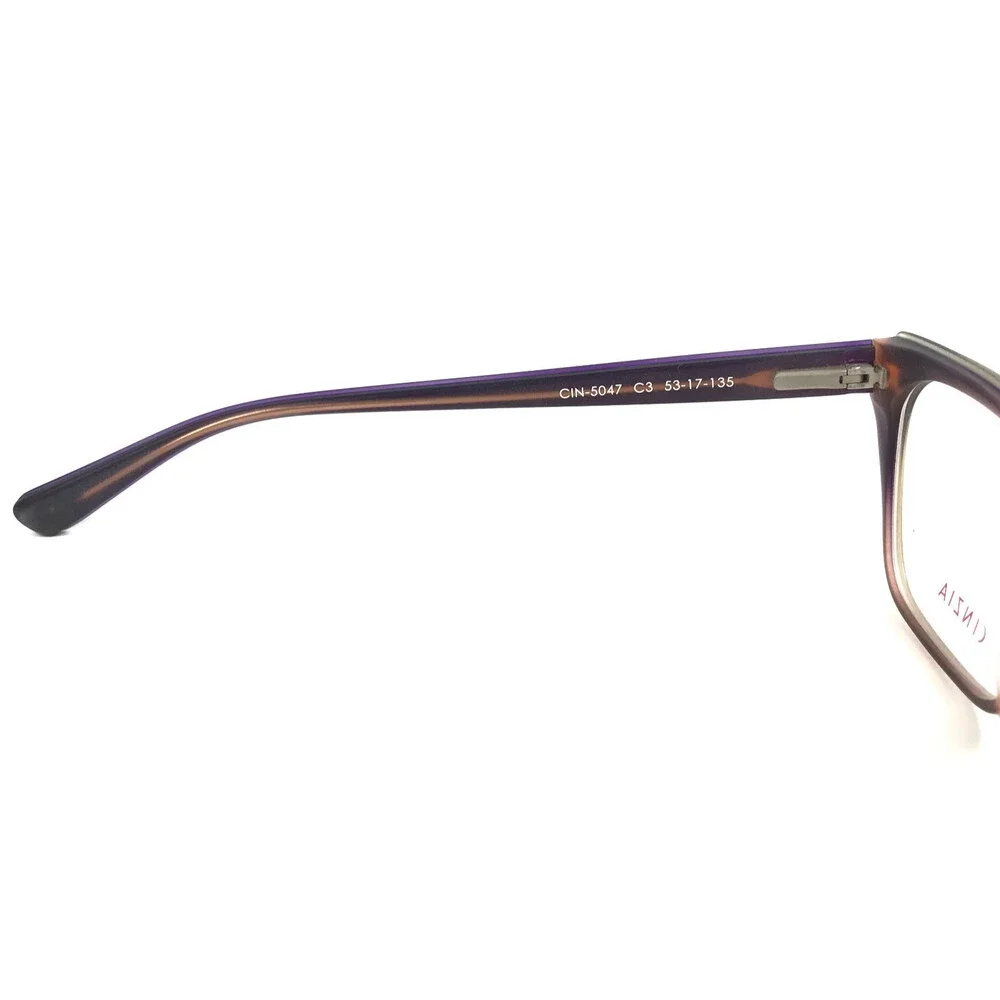 Cinzia Eyeglasses Frames CIN-5047 C3 Shiny Brown Cat Eye Full Rim 53-17-135